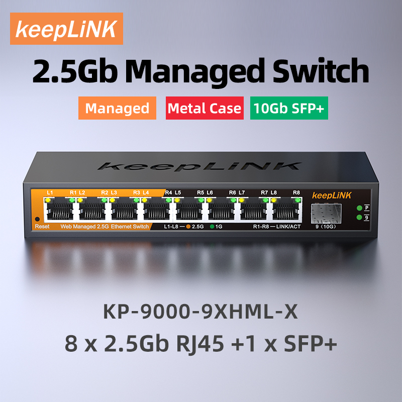 Sfp+ 10G Managed Switch 8 Port - محول KeepLiNK 2.5 جيجا بايت مُدار