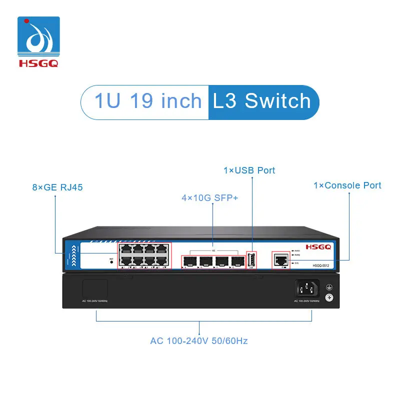 Sfp+ 10G Managed Switch 8 Port - 2026/HSGQ-5512 محول ألياف بصرية مُدار بـ