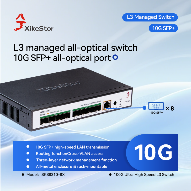 Sfp+ 10G Managed Switch 8 Port - محول XikeStor ثلاثي الطبقات بإدارة كاملة