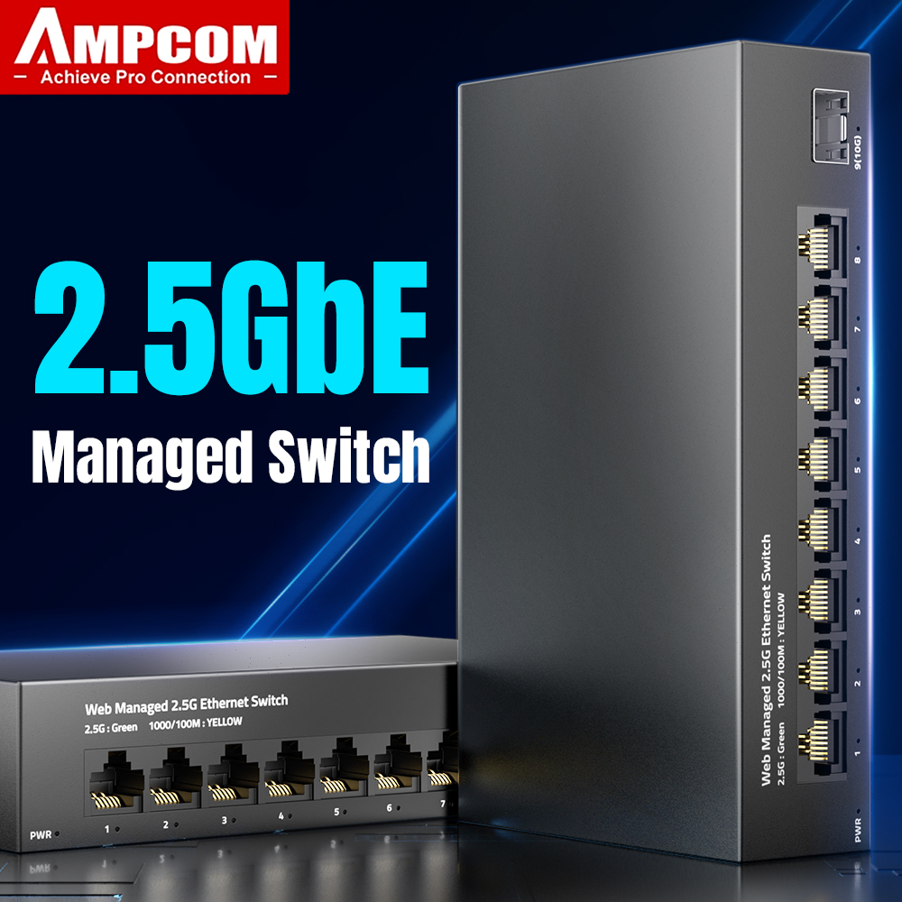 Sfp+ 10G Managed Switch 8 Port - AMPCOM 2.5GbE مفتاح مُدار 8 منافذ
