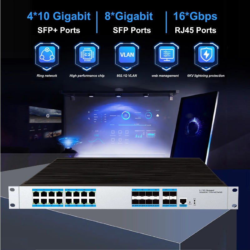 محول إيثرنت صناعي مُدار بـ 16  - مراجعة Sfp+ 10G Managed Switch 8 Port وسعره