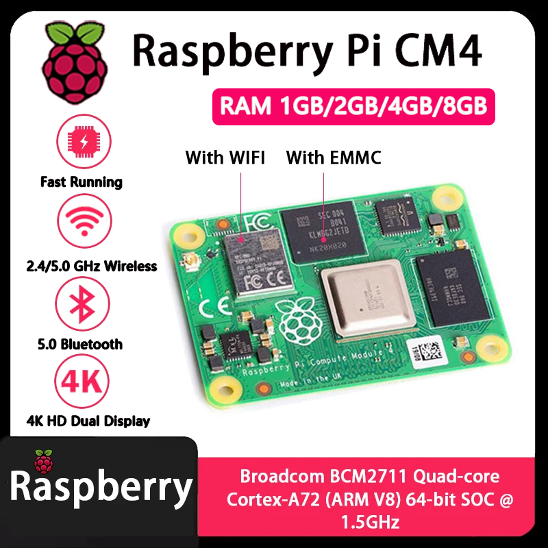 Raspberry Pi CM4 1GB/2GB/4GB/8 - مراجعة Raspberry Pi Cm4 8Gb Ram 32Gb Emmc Wifi وسعره