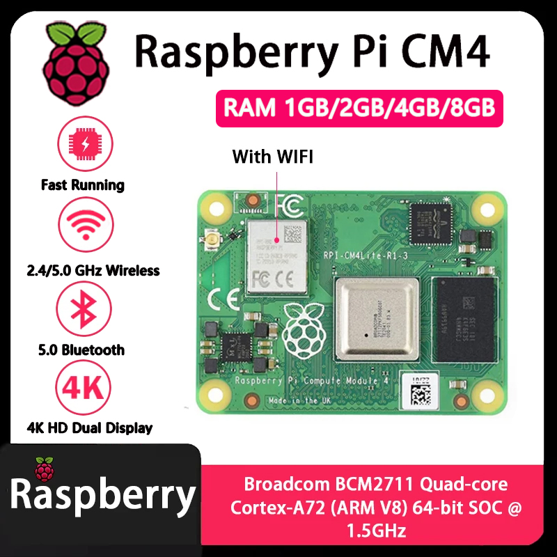 Raspberry Pi CM4 1GB/2GB/4GB/8 - مراجعة Raspberry Pi Cm4 8Gb Ram 32Gb Emmc Wifi وسعره
