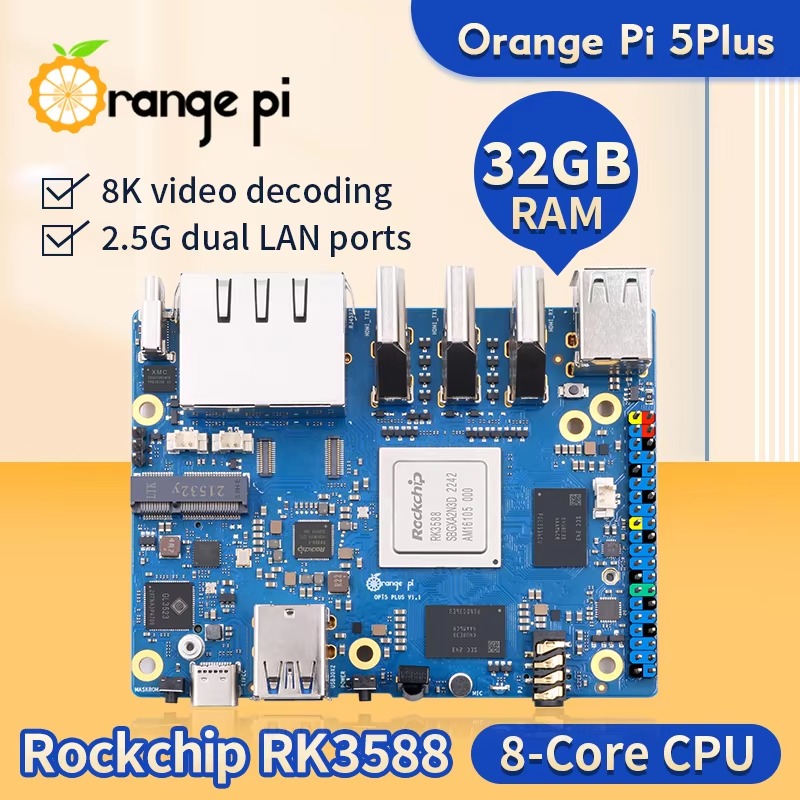 لوحة DroMaRockchip أحادية RK35 - مراجعة Orange Pi 5 Plus 32Gb وسعره