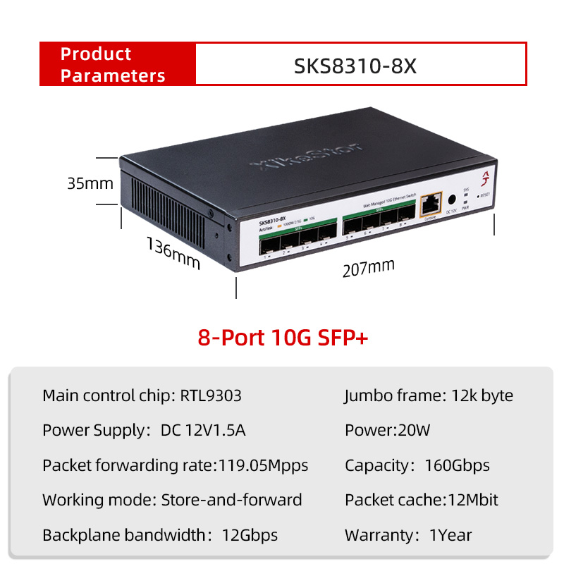 محول XikeStor ثلاثي الطبقات بإ - مراجعة Sfp+ 10G Managed Switch 8 Port وسعره